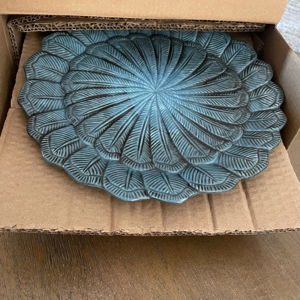 John Derian for Target 4 piece 9” Stoneware Feather Salad Plates (Set of 4)